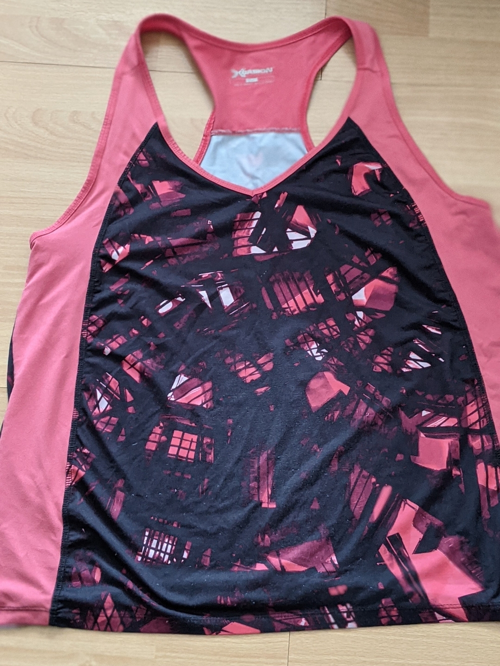 Xersion Coral and Black Racerback Tank Top